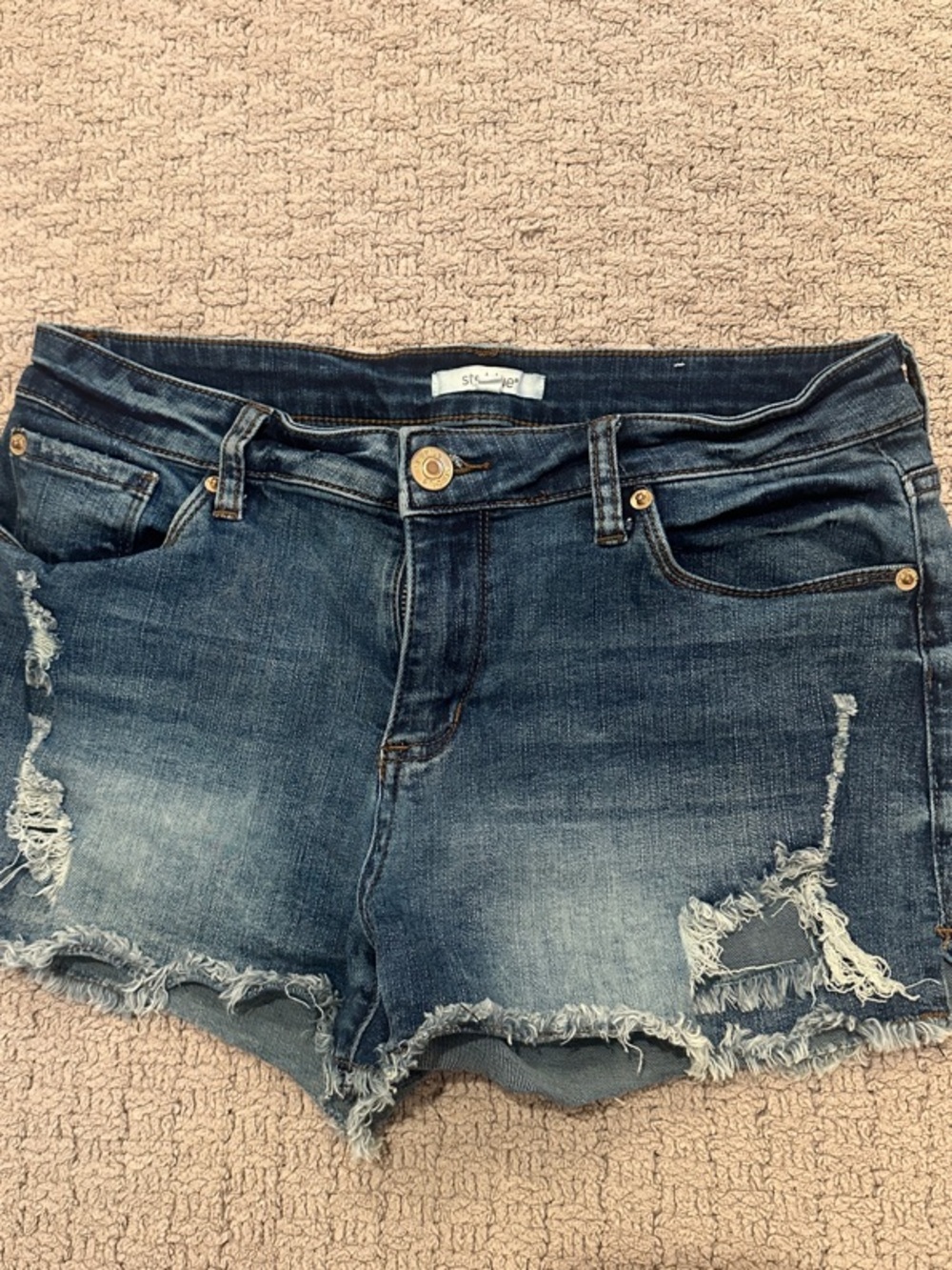 STS Blue Faded Dark Blue Distressed Denim Shorts